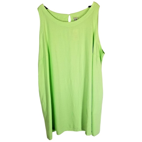 a new day Tops - A New Day Womens Plus Size 4X Sleeveless Keyhole Neck Top Lime Green Linen Blend